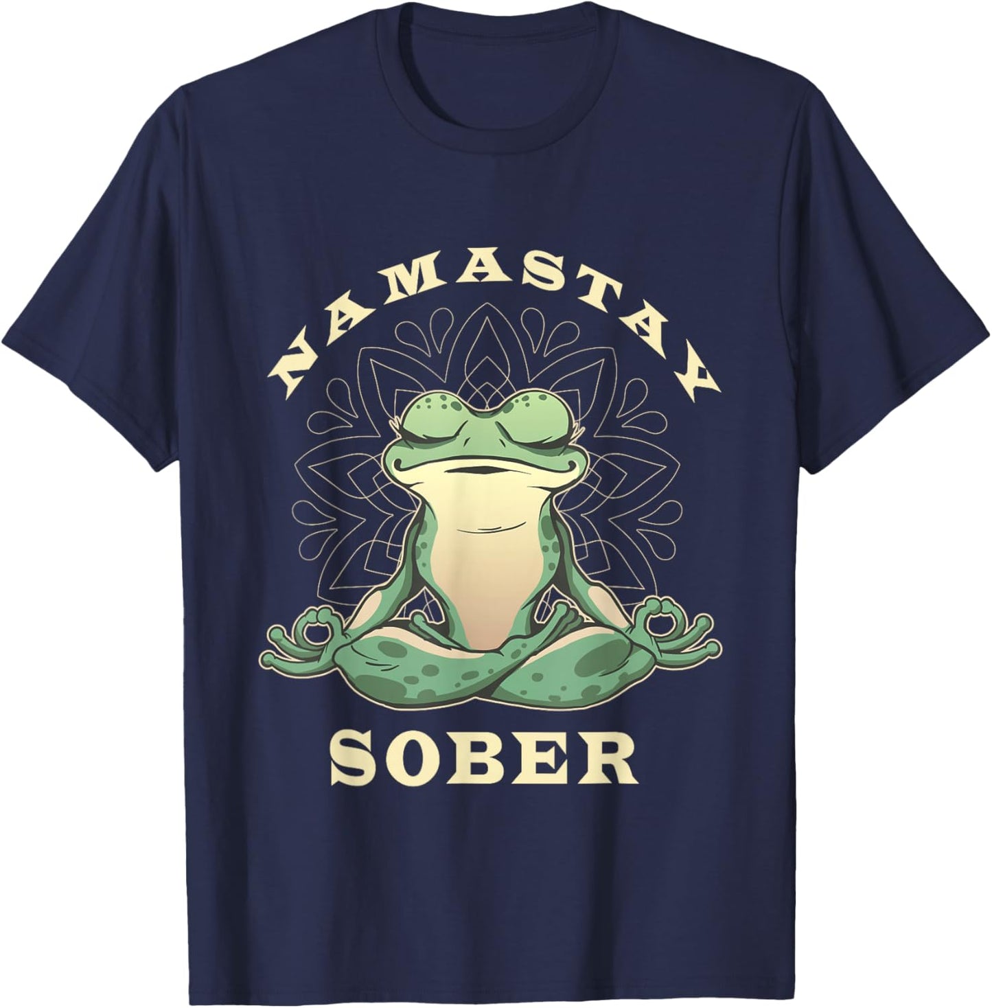 Narcotics Anonymous Frog Namastay Sober Support Sobriety T-Shirt - T-Shirt | Navy