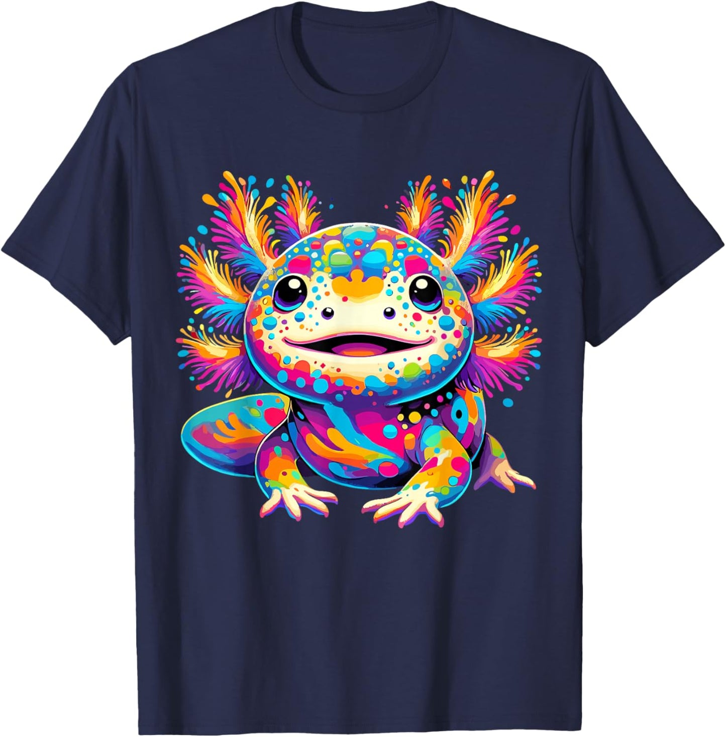Axolotl Kawaii Colorful love Axolotls T-Shirt - T-Shirt | Navy