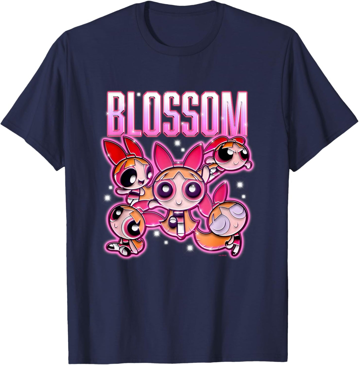 The Powerpuff Girls Blossom Chrome Multi Pose T-Shirt - T-Shirt | Navy