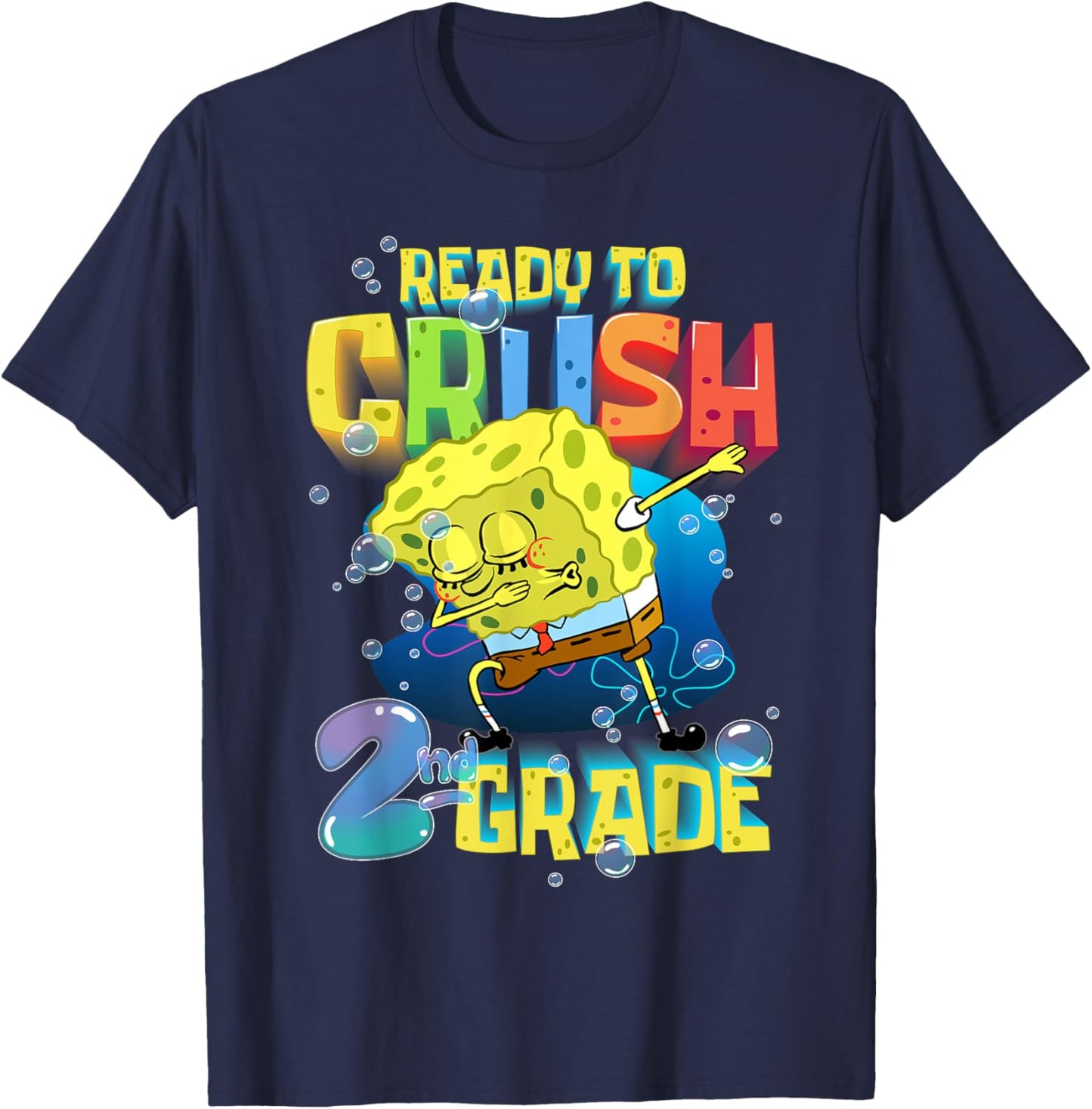 Spongebob Dabbing Ready to Crush 2nd Grade School Spongebob T-Shirt - T-Shirt | Navy