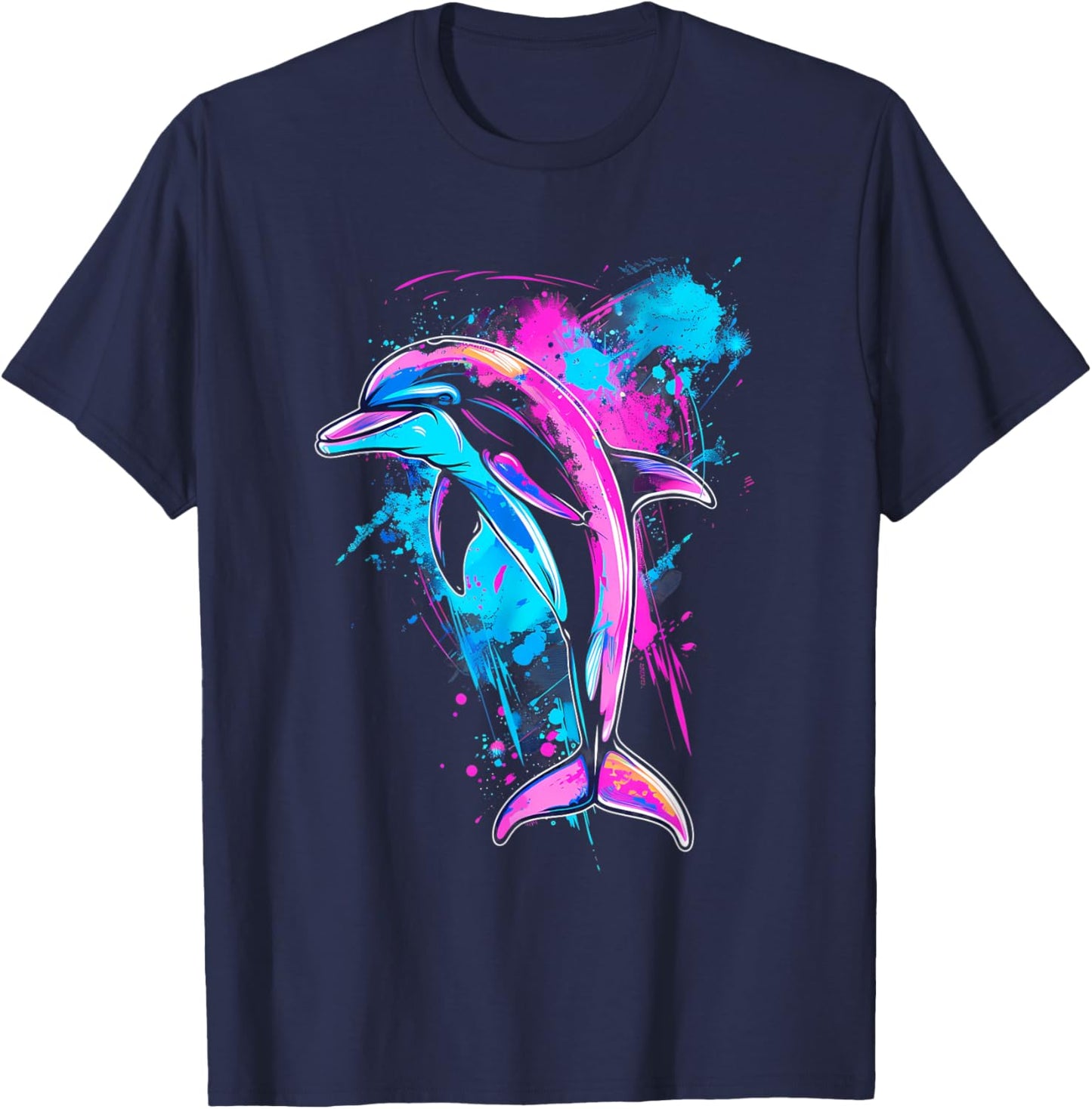 Dolphin Watercolor Ocean Sea Dolphin Sea Ocean Animal T-Shirt - T-Shirt | Navy