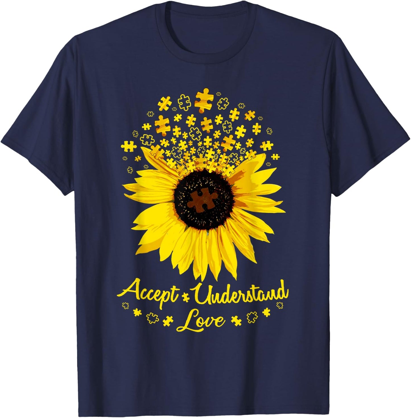 Sunflower Accept Understand Love T-Shirt - T-Shirt | Navy