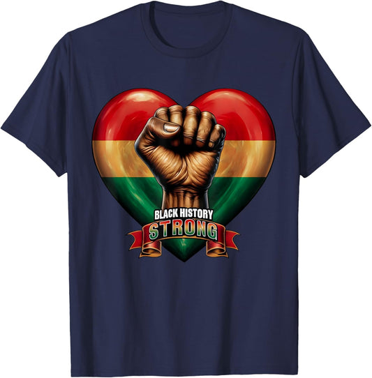 Black Leaders Black History Strong Power Fist Hand Inspiring T-Shirt - T-Shirt | Navy