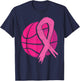 Breast Cancer Basketball Ball Pink Ribbon Carcinomas Sport T-Shirt - T-Shirt | Navy