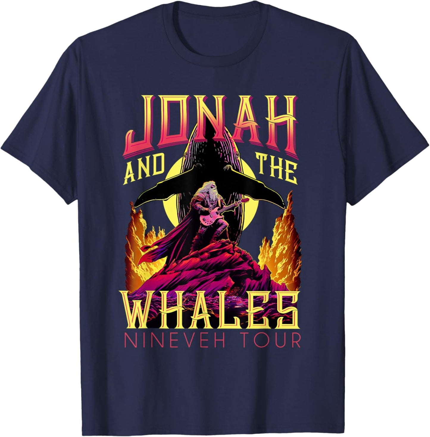 Christian Shirt Jonah and Whales Funny Vintage Rock T-Shirt - T-Shirt | Navy