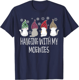 Hanging With My Gnomies Funny cats garden Gnome Christmas T-Shirt - T-Shirt | Navy