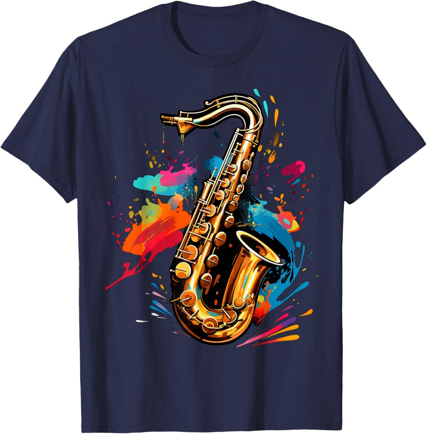 Saxophone lovers , Small, Black T-Shirt - T-Shirt | Navy