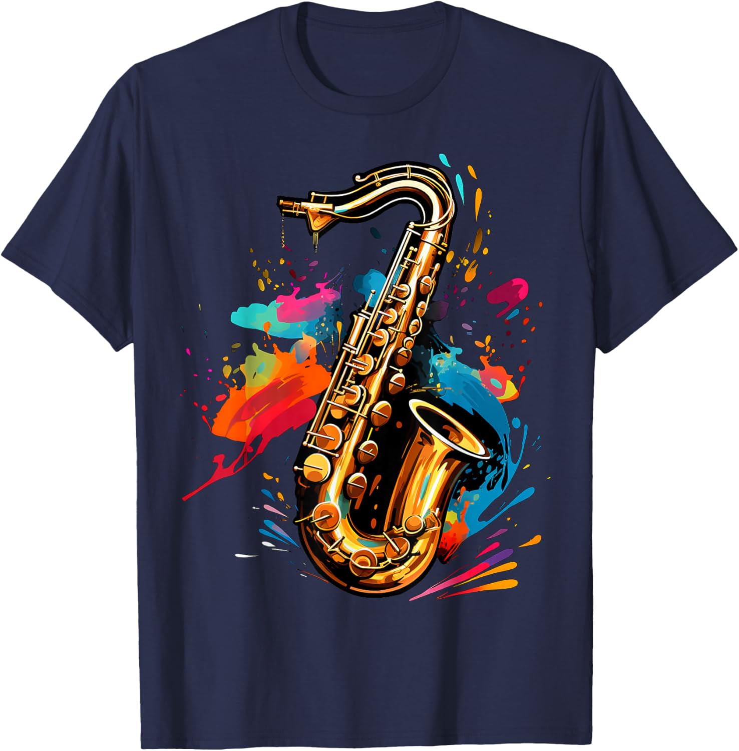 Saxophone lovers , Small, Black T-Shirt - T-Shirt | Navy