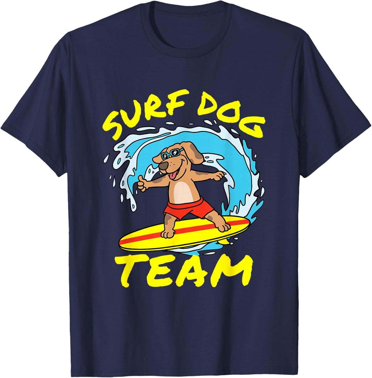 Dog Surfing Surf Dog Team Surfboard Wave Competition T-Shirt - T-Shirt | Navy