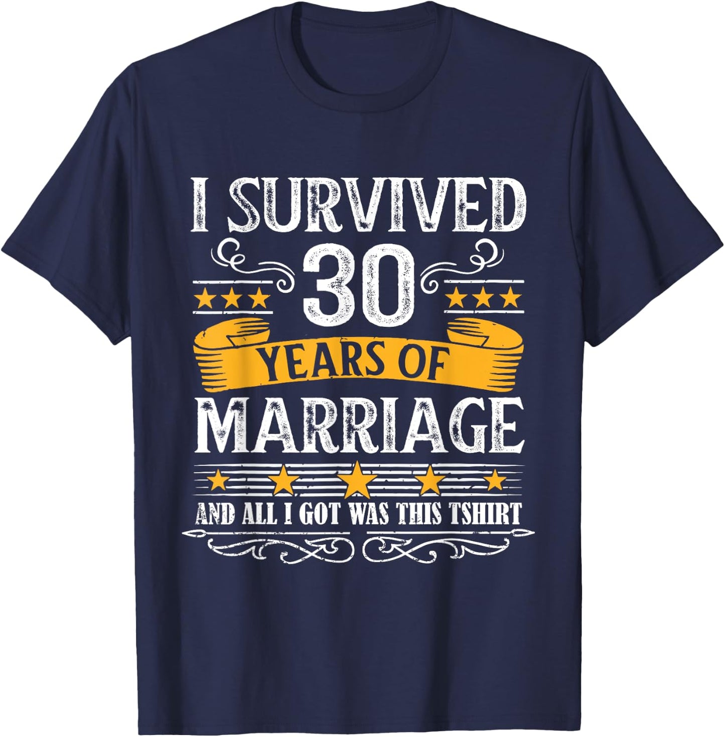 30th Wedding Anniversary Couples Husband Wife 30 Years T-Shirt - T-Shirt | Navy