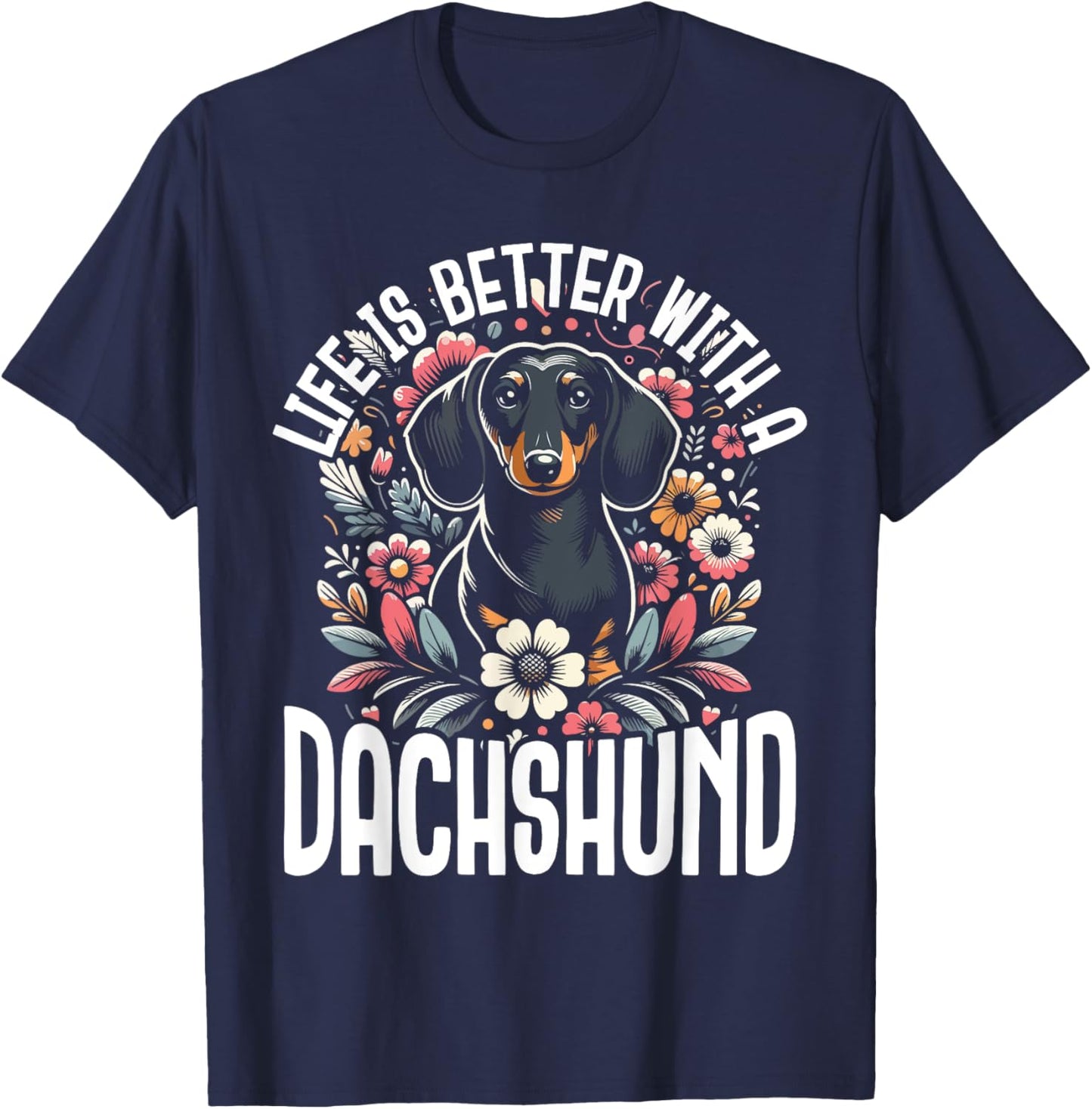 Dachshund Adorable Wiener Dog Sausage Paw Print Men Women T-Shirt - T-Shirt | Navy