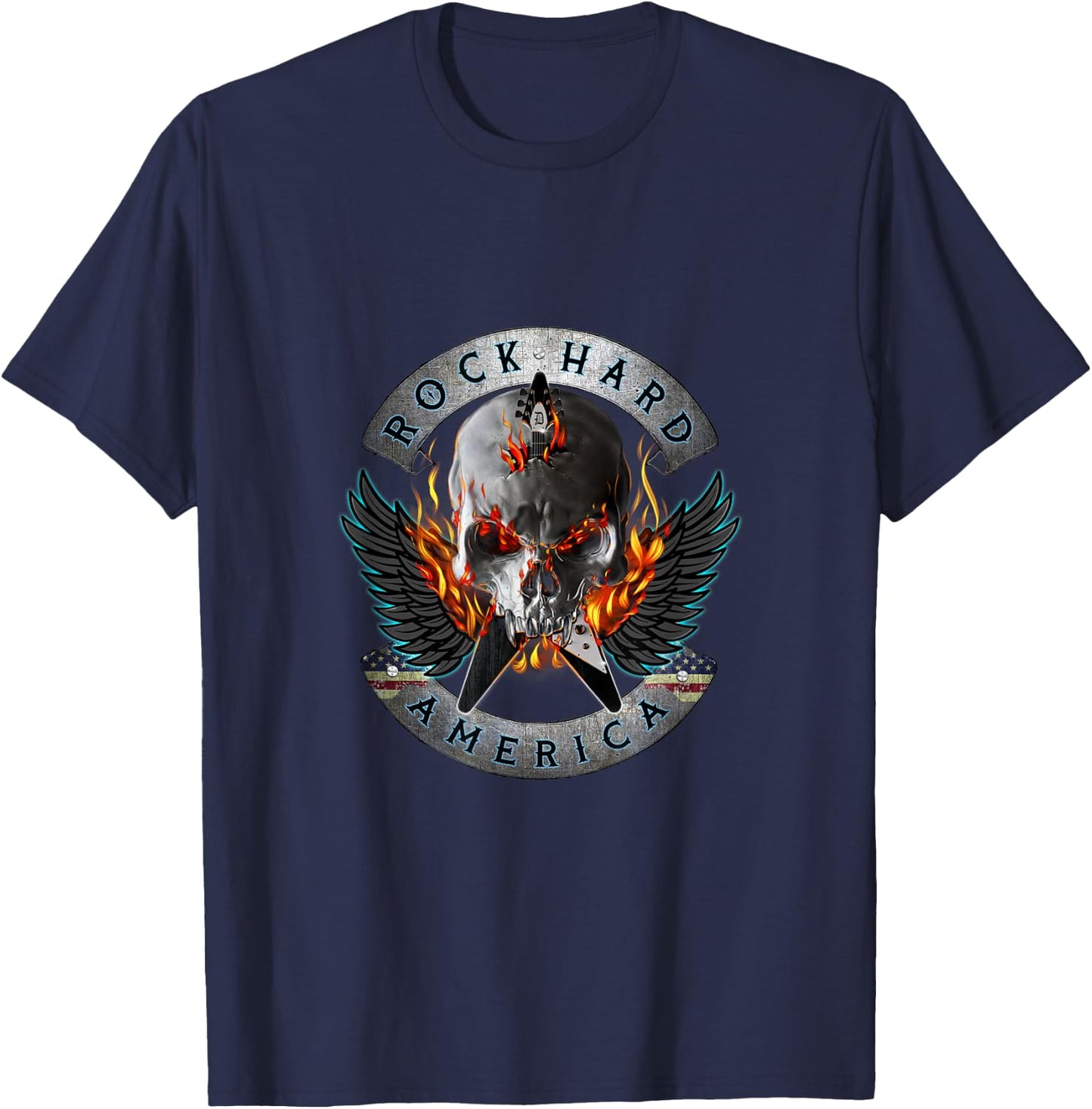 Rock Hard America by K.K. Downing Heavy Metal T-Shirt - T-Shirt | Navy