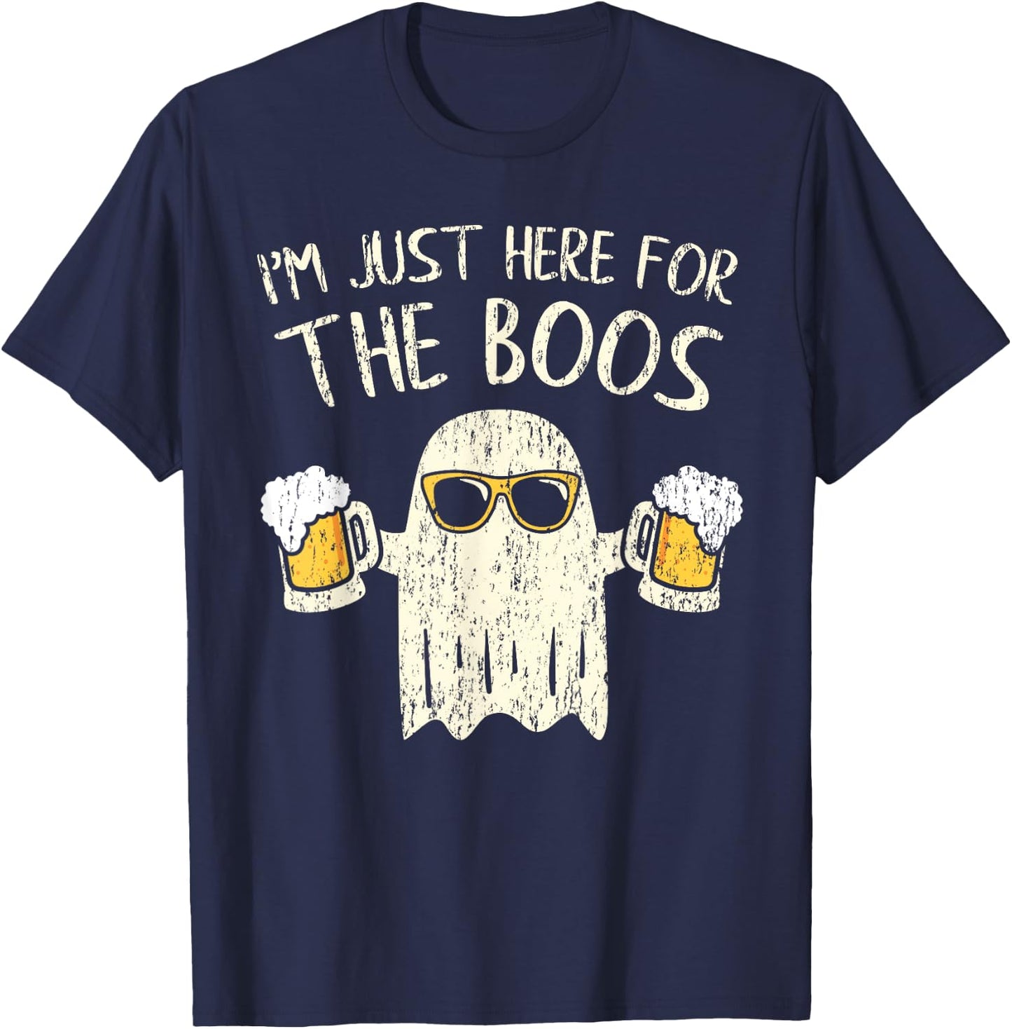 Im Just Here for the Boos Funny Gift Halloween Ghost T-Shirt - T-Shirt | Navy