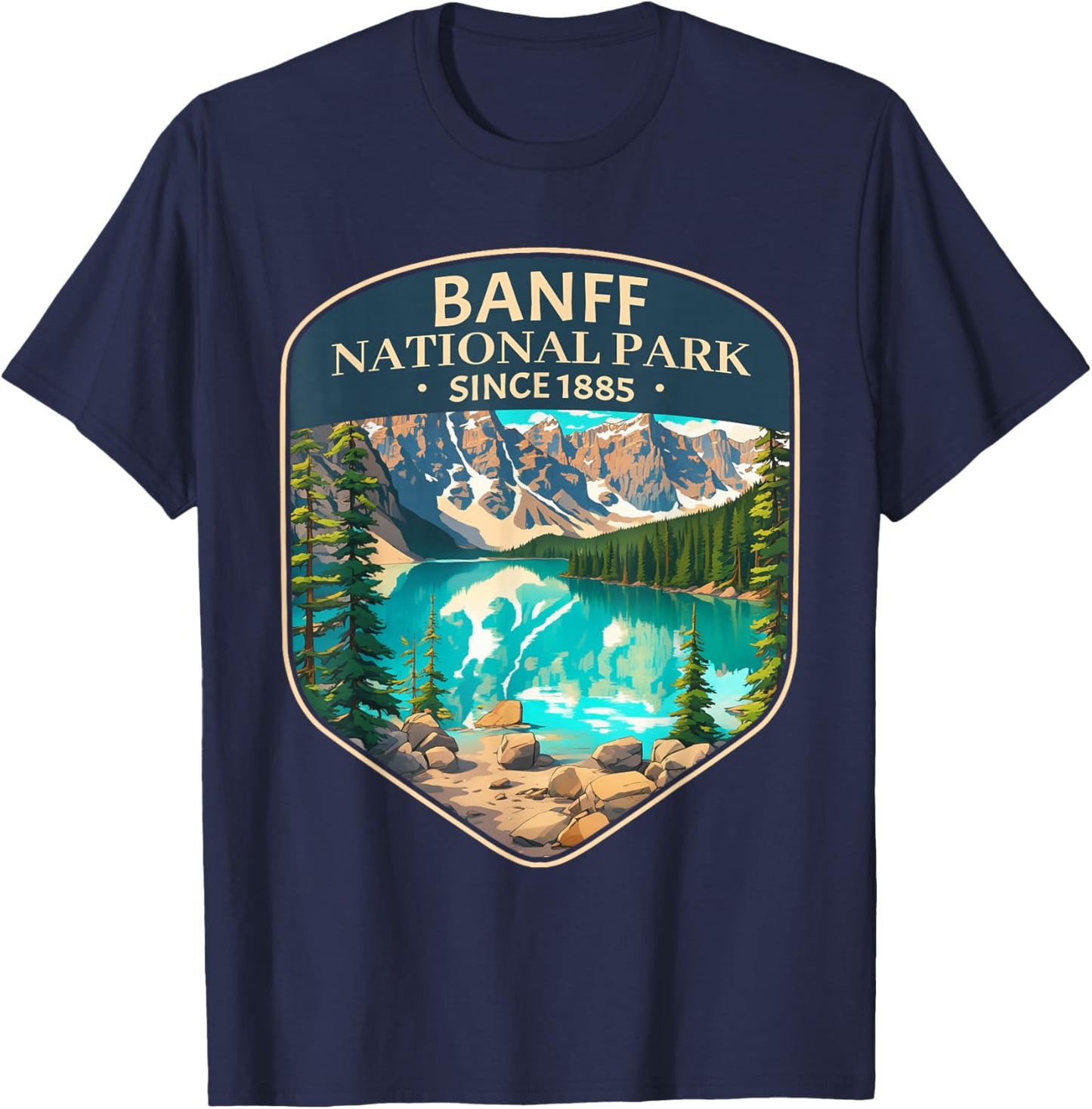 Cool Banff National Park Canada Outdoor Camping Hiking T-Shirt - T-Shirt | Navy