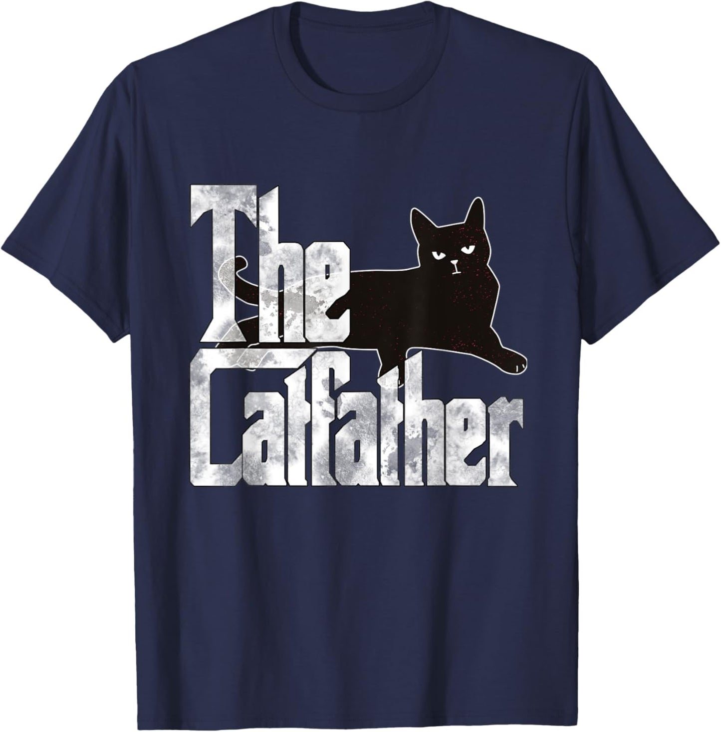 Cat Dad The Catfather Lazy Black Cat Father Kitty Daddy Men Women T-Shirt - T-Shirt | Navy