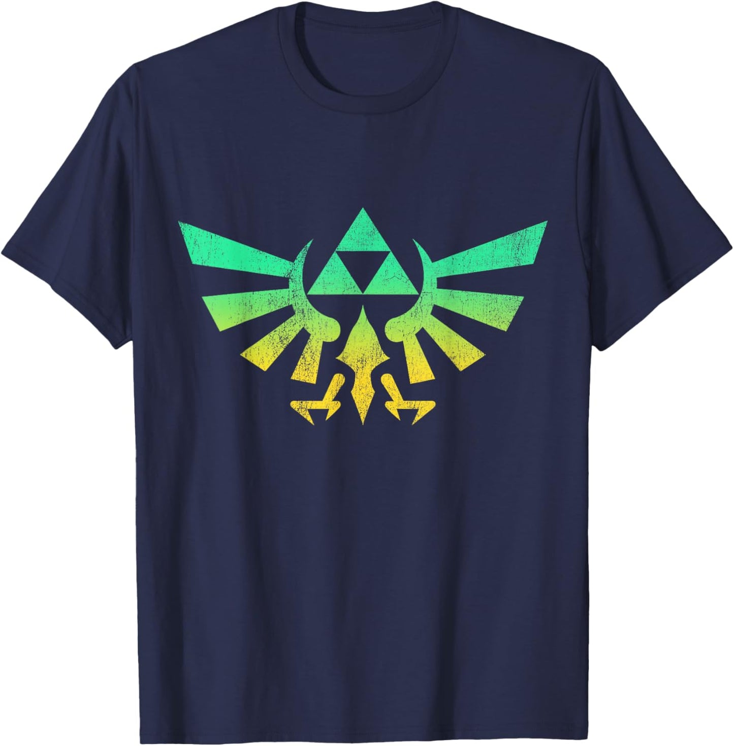 Legend of Zelda Triforce Green Fade Graphic T-Shirt - T-Shirt | Navy