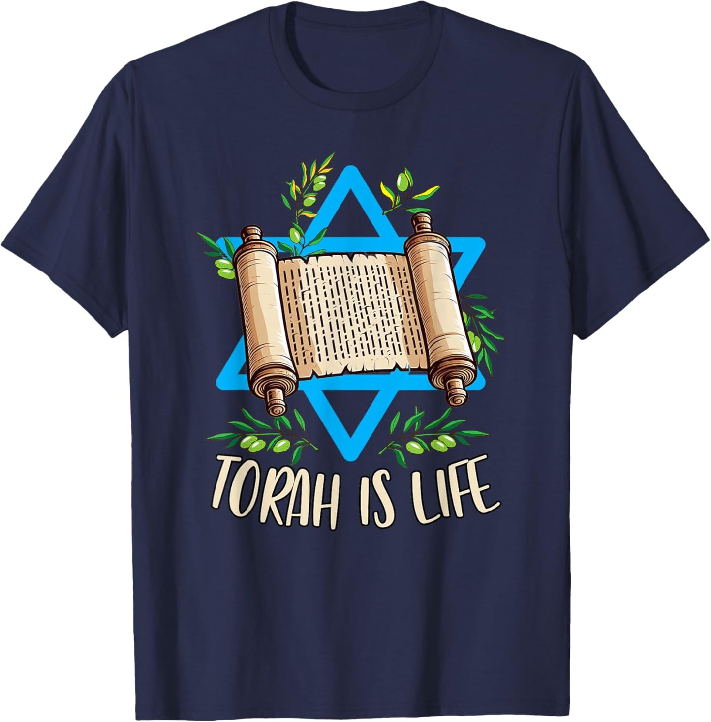 Torah Scroll Jewish Happy Simchat Torah Hebrew Torah Is Life T-Shirt - T-Shirt | Navy
