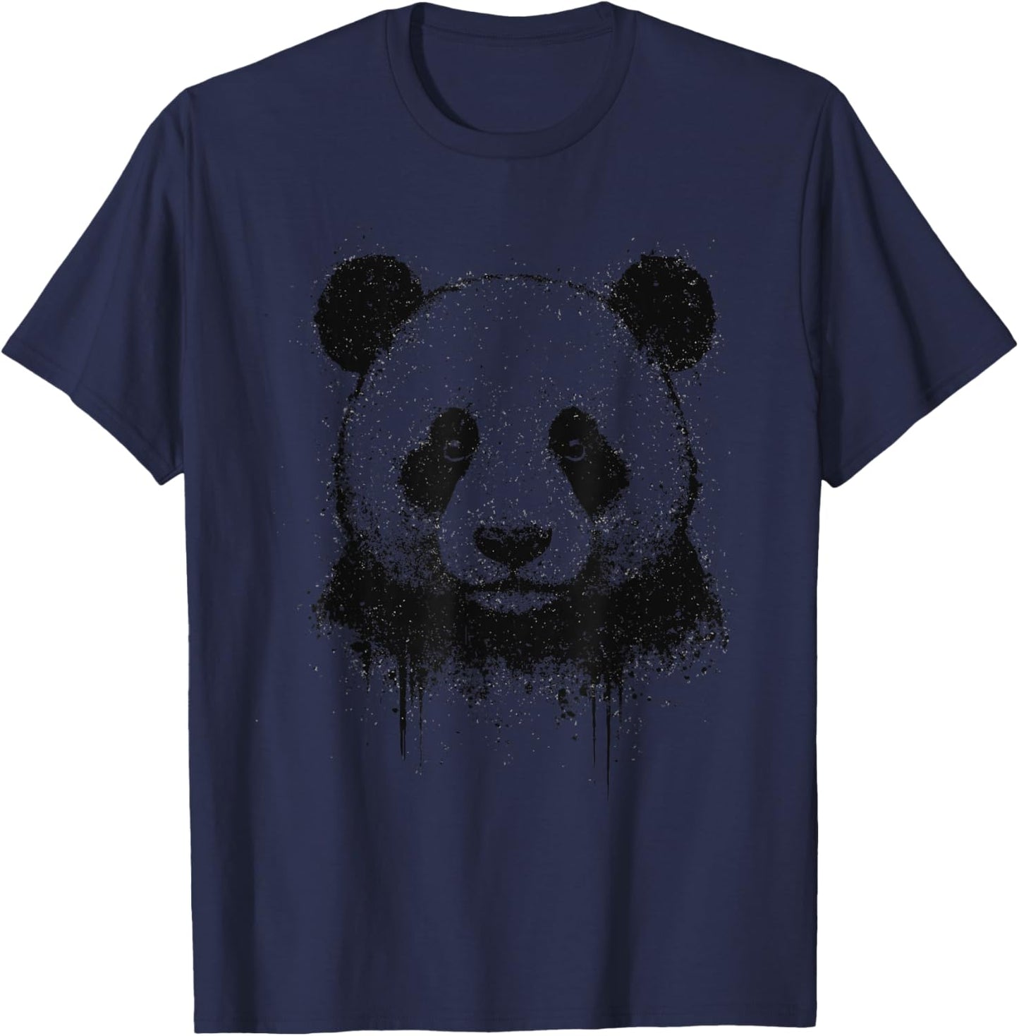 Panda Ink Art Grunge Aesthetic Edgy Arty Portrait Panda Bear T-Shirt - T-Shirt | Navy