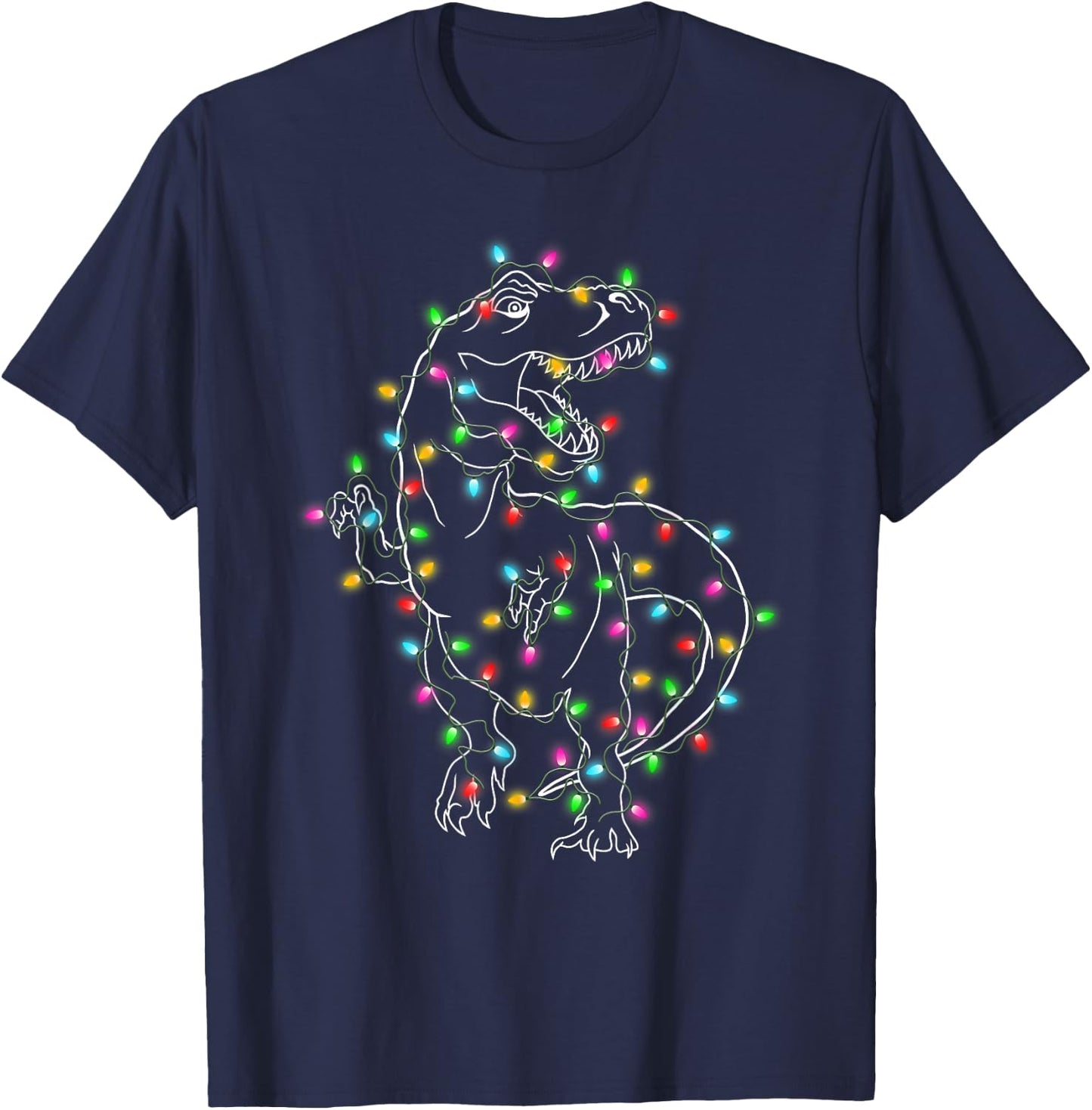 Dinosaur T-rex Tree Christmas Sweater Xmas Pet Dino Trex T-Shirt - T-Shirt | Navy