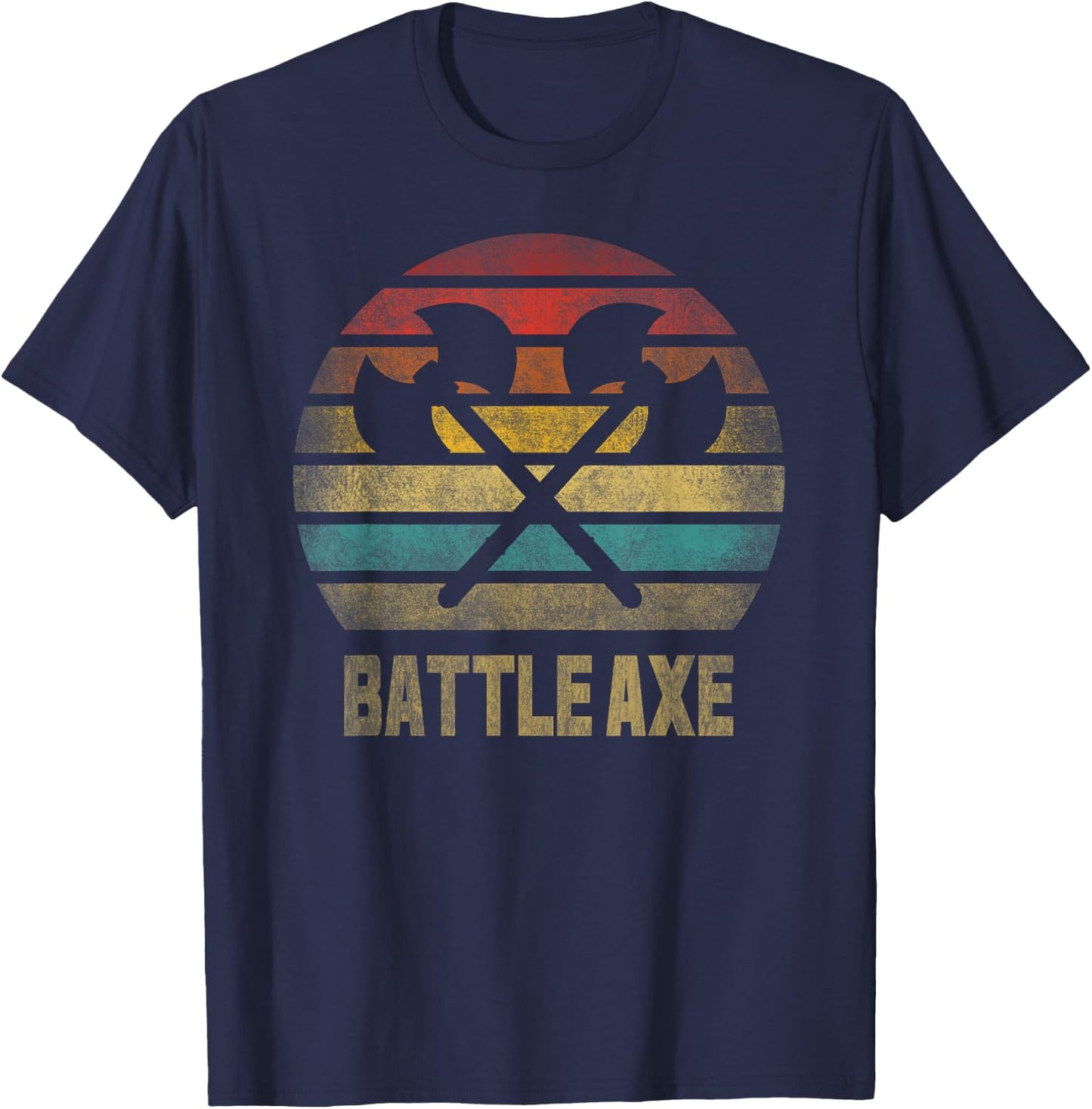 Battle Axe Weapon Retro Vintage T-Shirt - T-Shirt | Navy