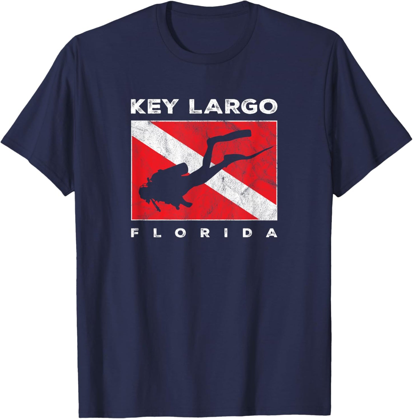 Key Largo Florida Scuba Dive Flag Souvenir Retro T-Shirt - T-Shirt | Navy