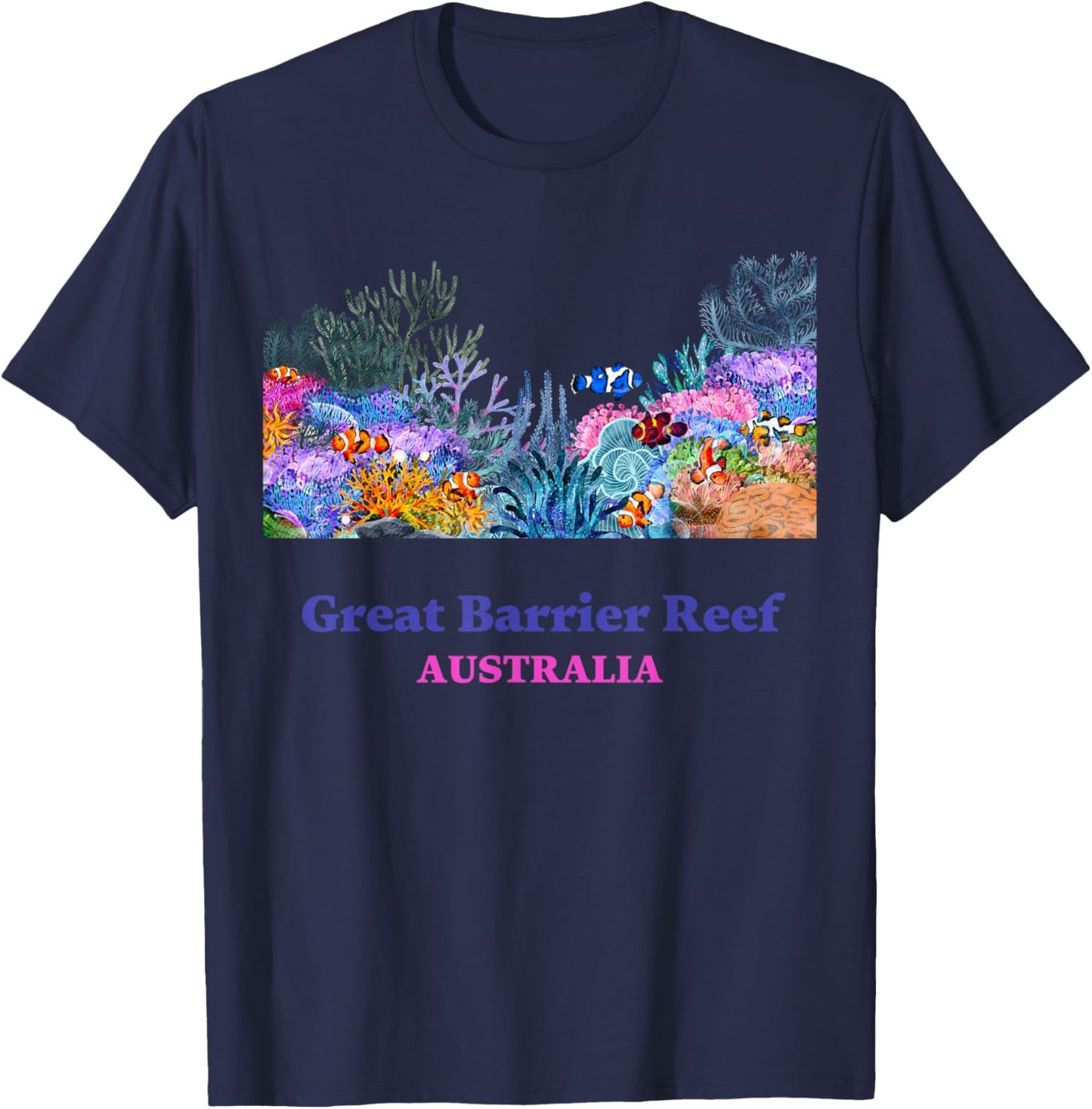 Great Barrier Reef Australia Tourist Vacation Souvenir Coral T-Shirt - T-Shirt | Navy