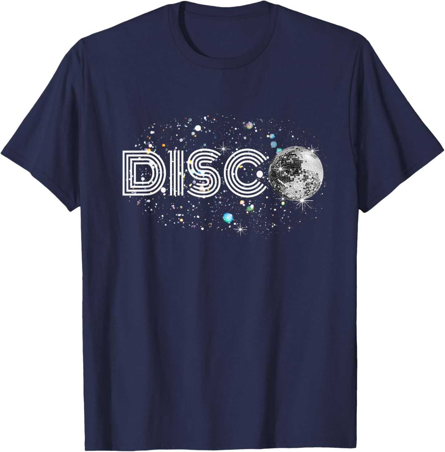 Black And White Disco Ball Club T-Shirt - T-Shirt | Navy