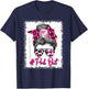 Pink Out Messy Bun Volleyball Breast Cancer Sport Lovers T-Shirt - T-Shirt | Navy