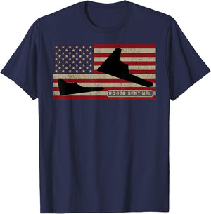 RQ-170 Sentinel Military UAV Drone American Flag Men T-Shirt - T-Shirt | Navy