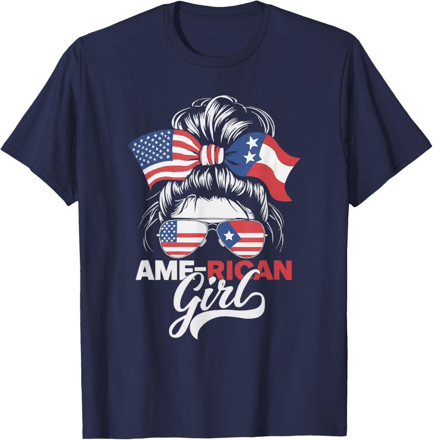 Half Puerto Rican Half American USA Flag Puerto Rico T-Shirt - T-Shirt | Navy