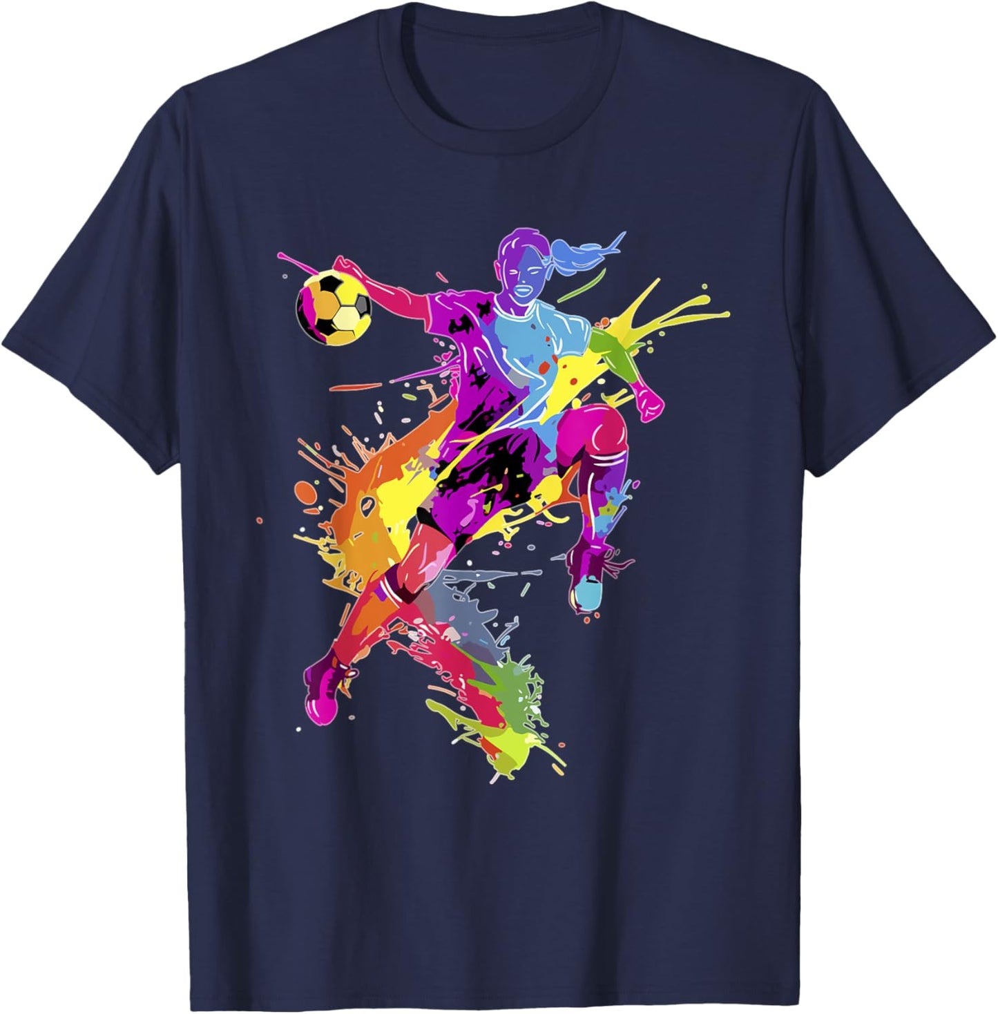 Soccer woman Paint splash Women's soccer T-Shirt - T-Shirt | Navy