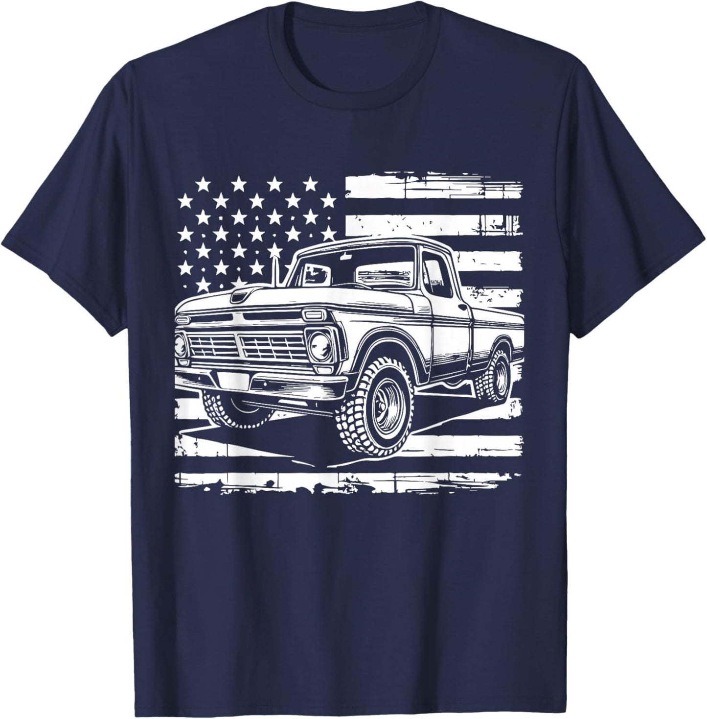First gen Classic Americana Truck Vintage Patriotic Design T-Shirt - T-Shirt | Navy