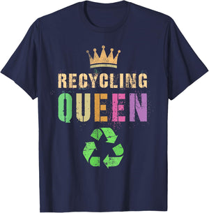 Mama RECYCLING QUEEN Green Conservation Recycle Save Planet T-Shirt - T-Shirt | Navy