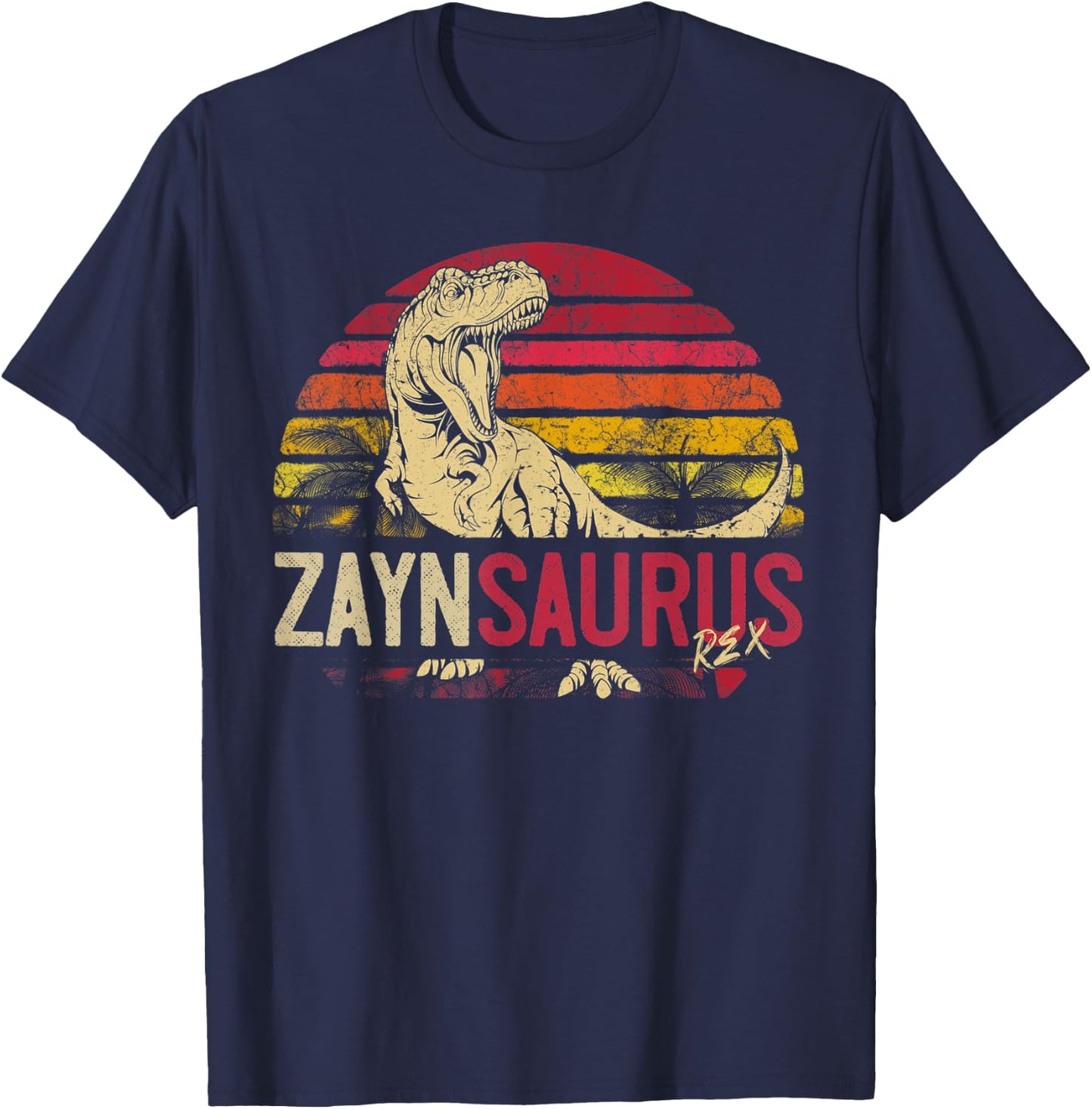 Zayn Saurus Funny Personalized Dinosaur T Rex Name Boys Gift T-Shirt - T-Shirt | Navy