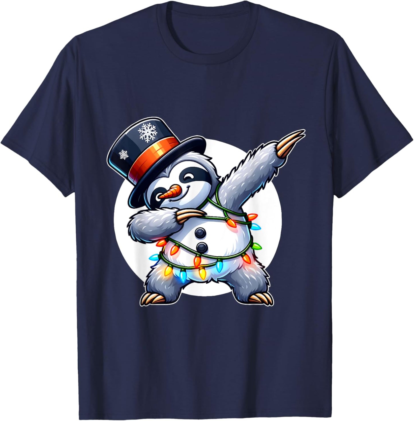 Dabbing Sloth Snowman Costume Christmas T-Shirt - T-Shirt | Navy