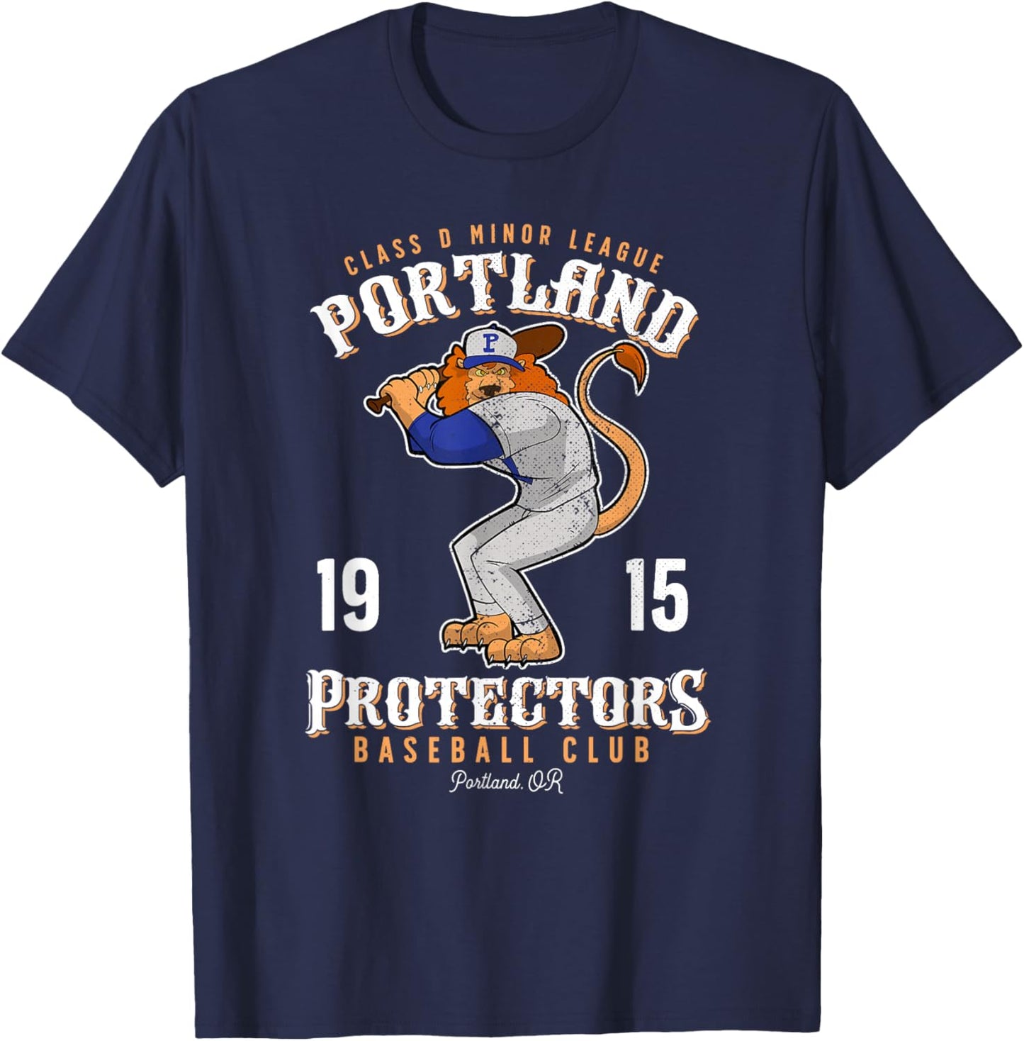 Portland Protectors Lion Minor League Baseball Team T-Shirt - T-Shirt | Navy