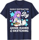 Easily Distracted By Anime Ramen and Sketching Drawing Art T-Shirt - T-Shirt | Navy