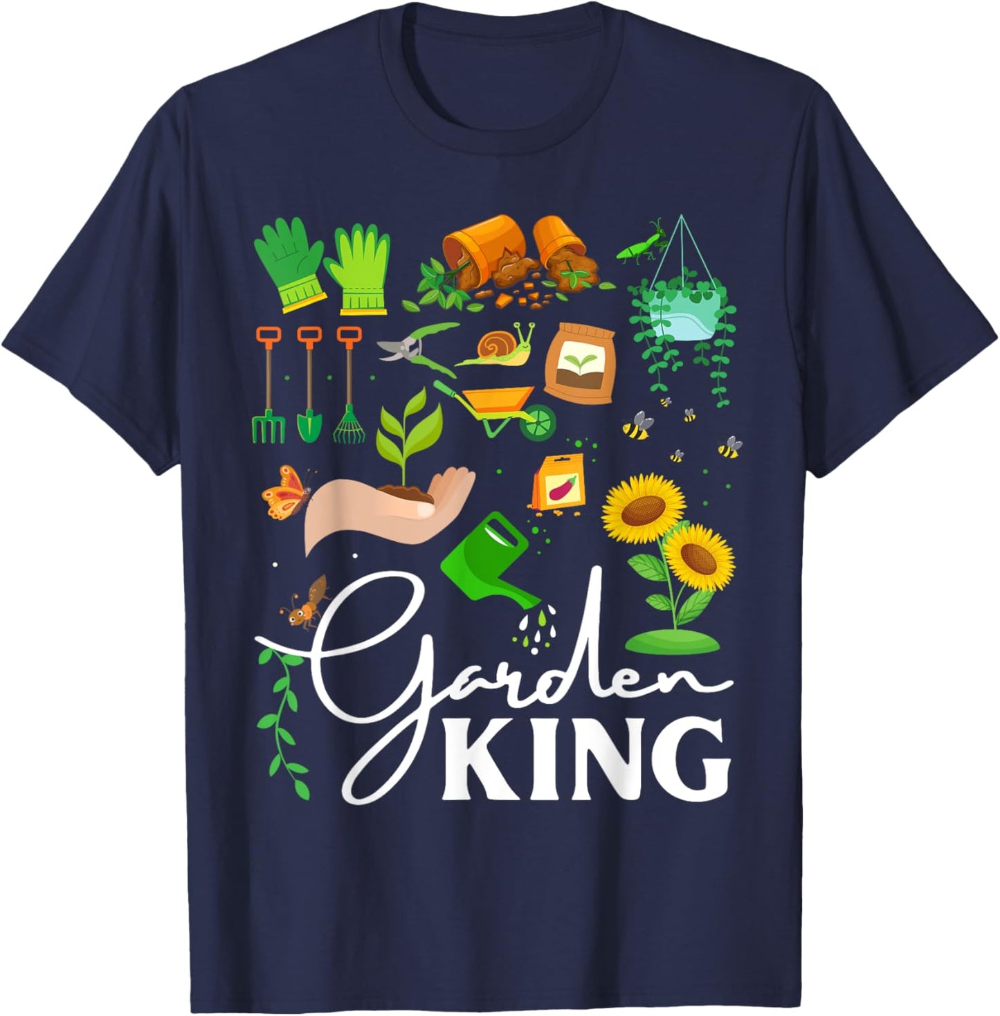 Garden King Funny Gardening Lovers Vegetable Gifts T-Shirt - T-Shirt | Navy