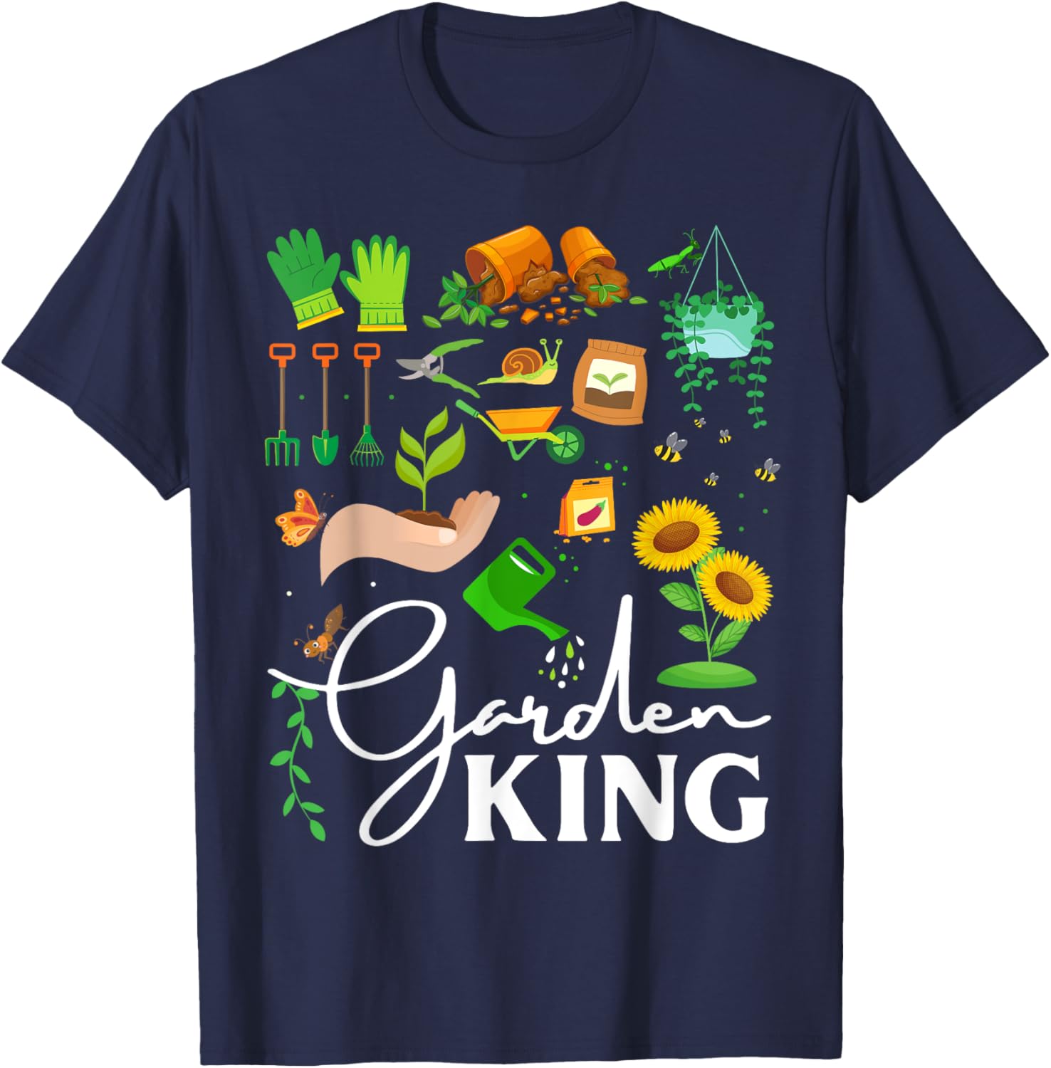 Garden King Funny Gardening Lovers Vegetable Gifts T-Shirt - T-Shirt | Navy