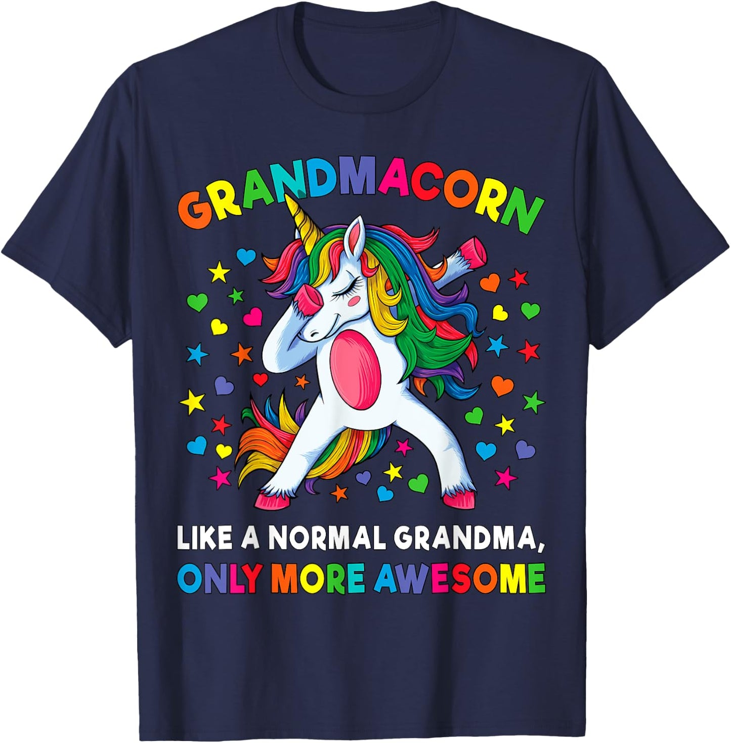 Grandmacorn Like A Grandma Only Awesome Dabbing Unicorn T-Shirt - T-Shirt | Navy