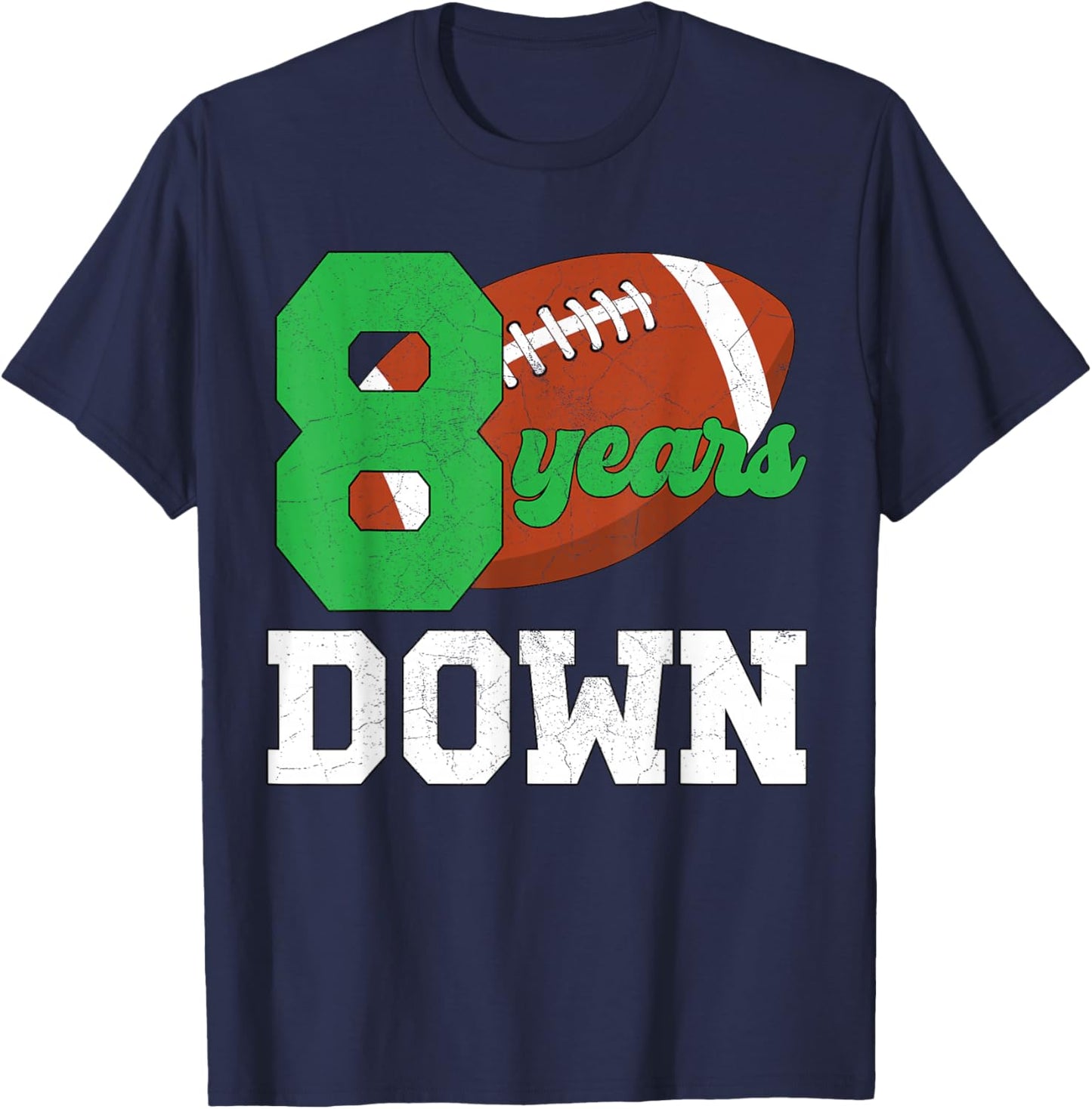8th Birthday Football Boy Eight Year Old Football Player T-Shirt - T-Shirt | Navy