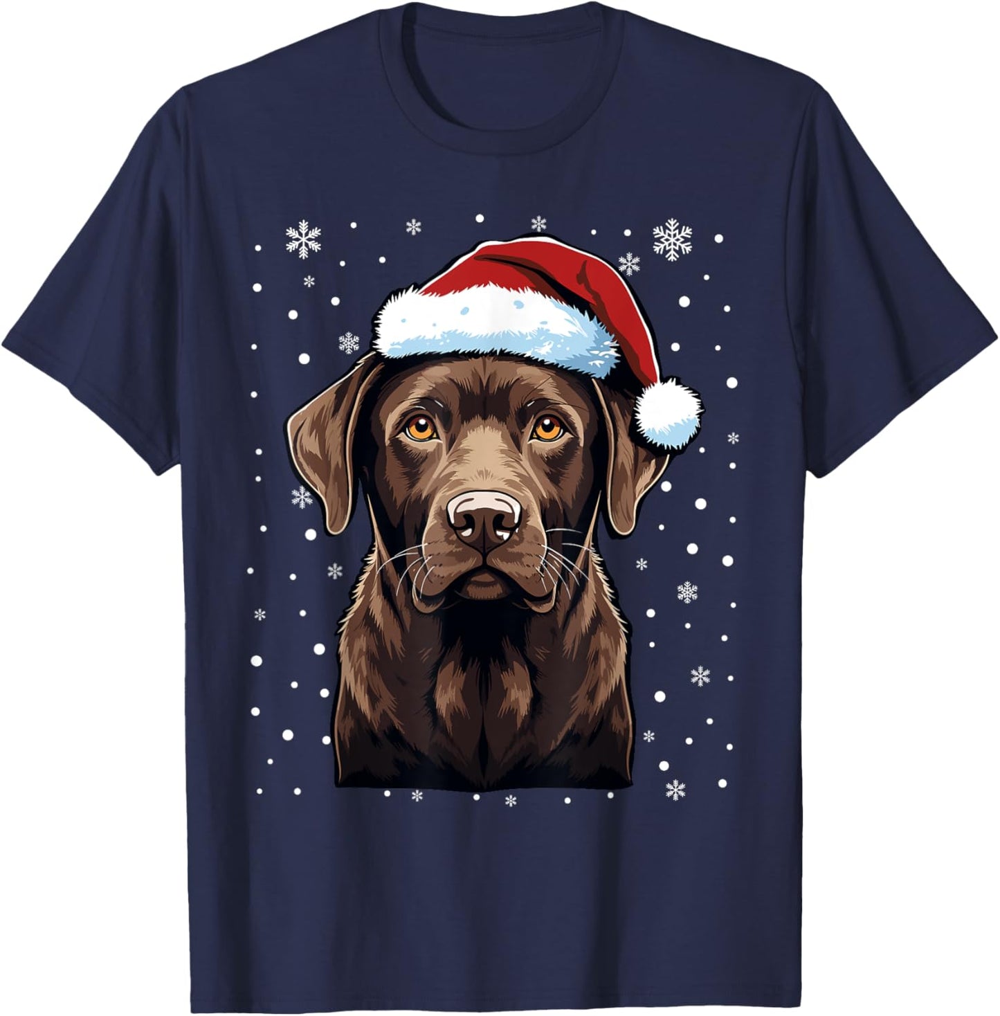 Chocolate Labrador Dog Christmas Santa Hat Xmas Pajama T-Shirt - T-Shirt | Navy