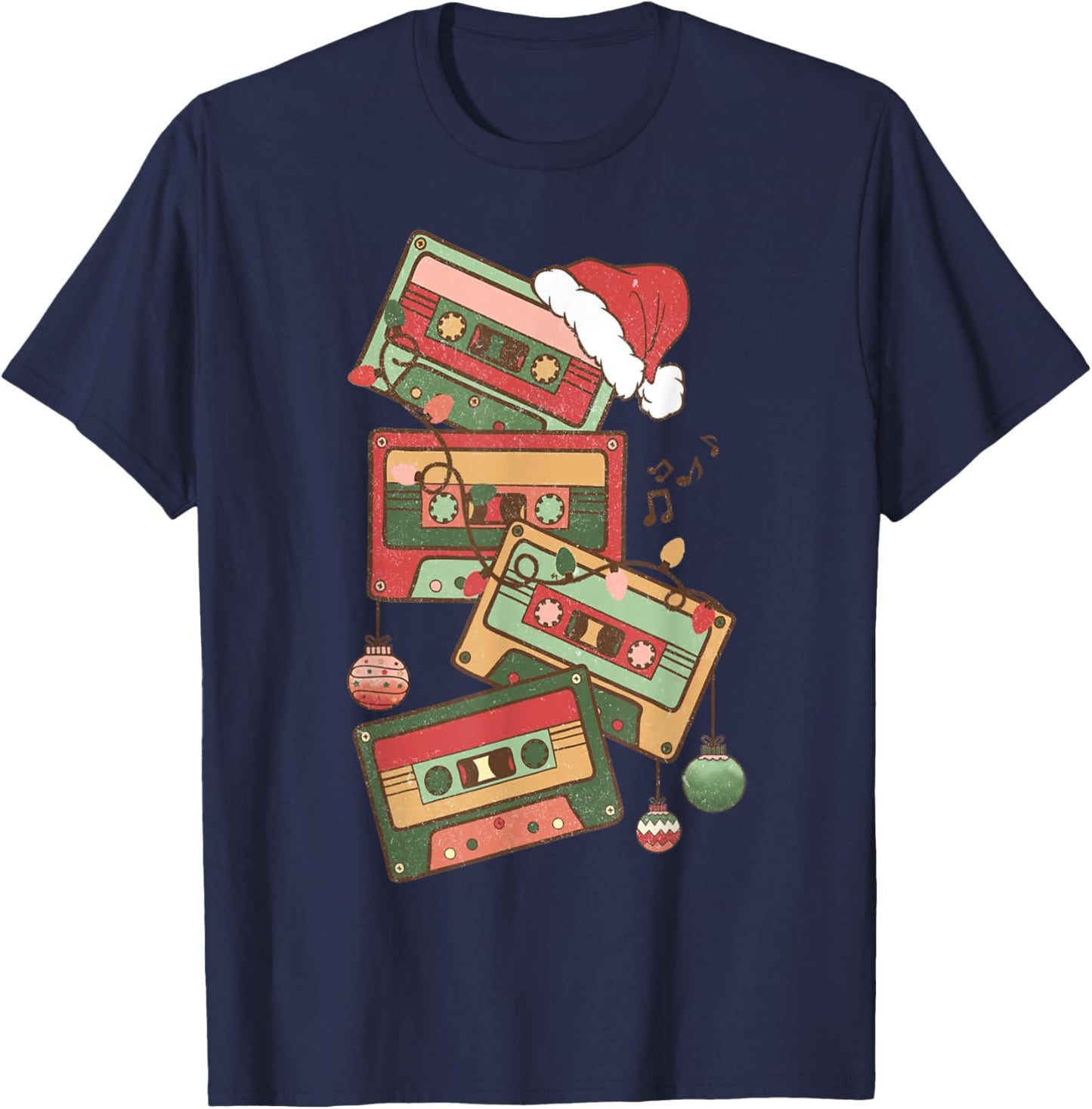 80 Christmas Cassette Tape Pencil 1980 Retro Throwback Music T-Shirt - T-Shirt | Navy
