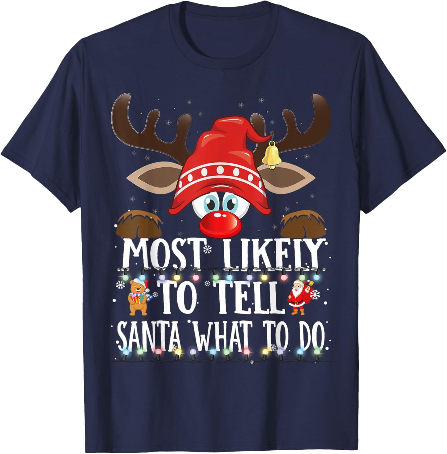 Christmas Matching Most Likely to Tell Santa What to Do PJS T-Shirt - T-Shirt | Navy