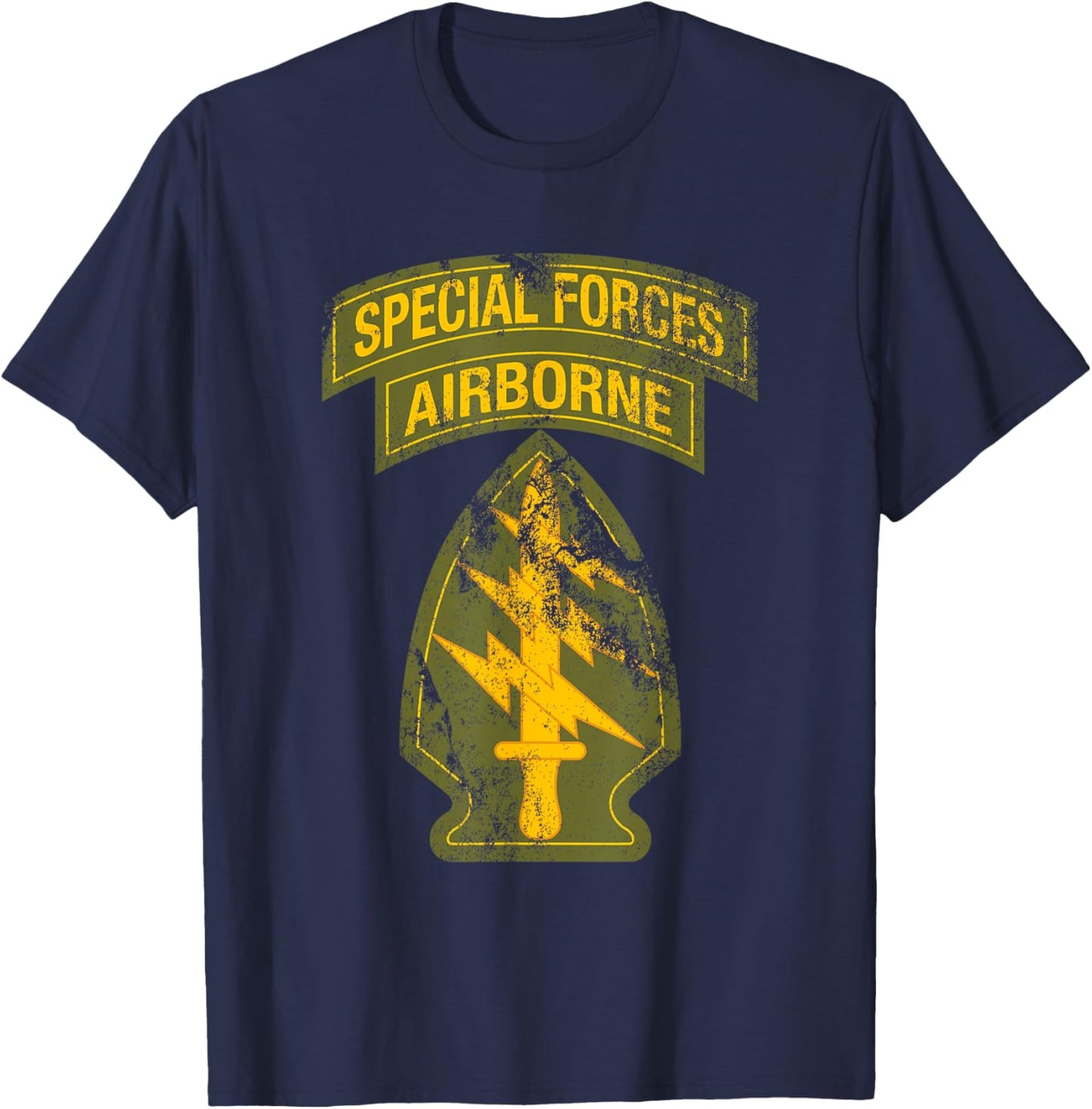 US Special Forces - SF Green Beret Patch & Tab OD Green T-Shirt - T-Shirt | Navy