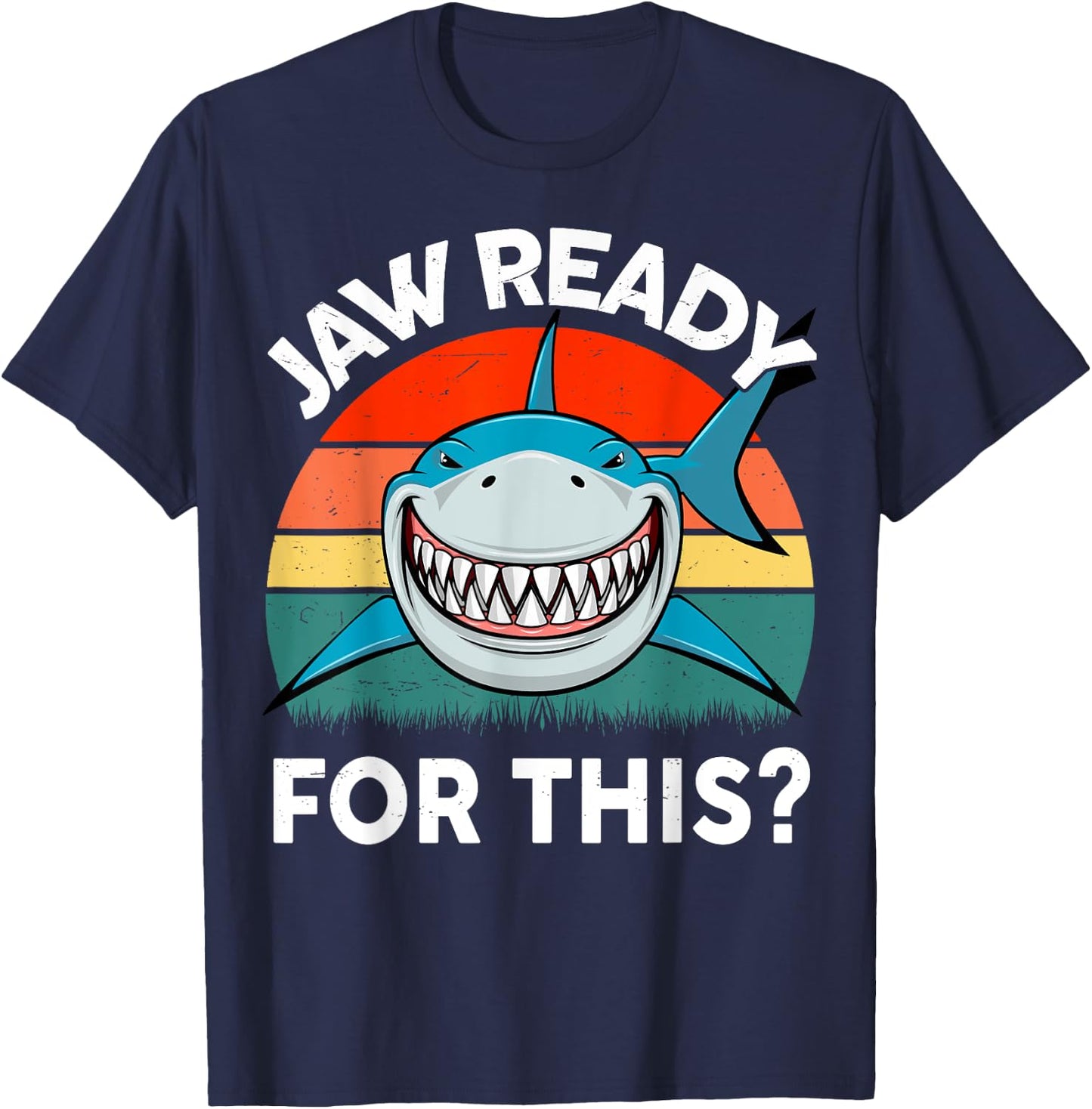 Funny Jaw Ready For This? Kids Toddler Boy Great White Shark T-Shirt - T-Shirt | Navy