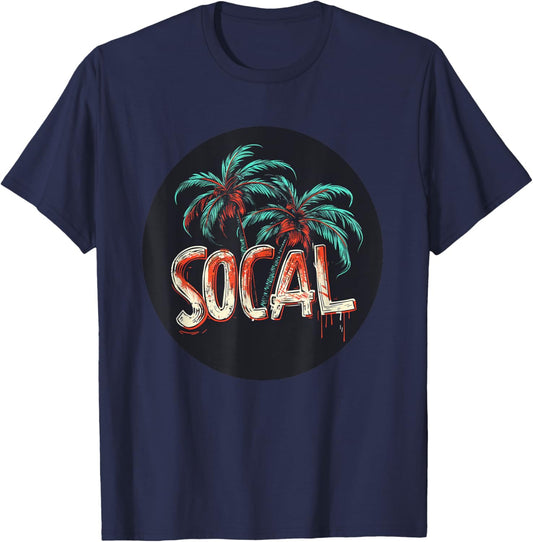 Pal Trees Vacation in Southern California for SoCal Lovers T-Shirt - T-Shirt | Navy