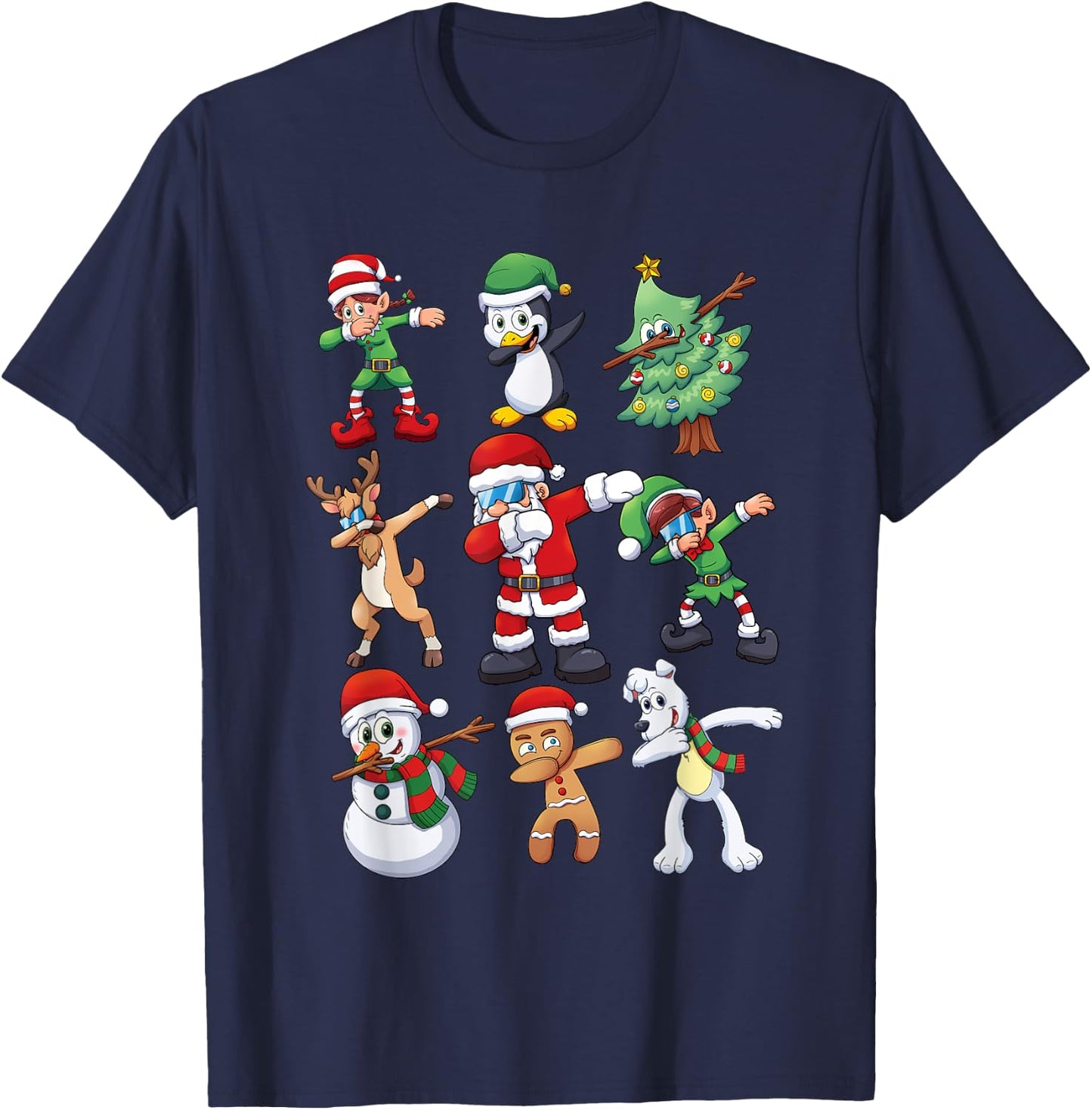 Christmas Shirt for Kids Boys Dabbing Santa Elves Xmas Gift T-Shirt - T-Shirt | Navy