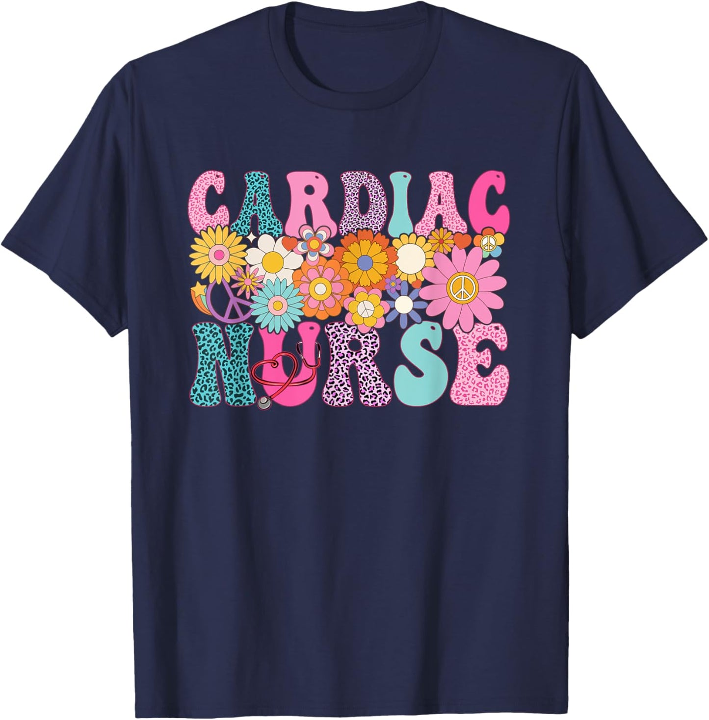 Cardiac Nurse Week Groovy Appreciation Day T-Shirt - T-Shirt | Navy