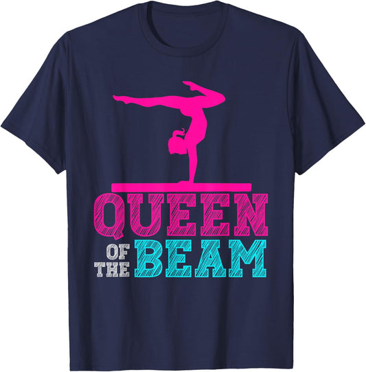 Queen of the Beam Girls Women Balance Artistic Gymnastics T-Shirt - T-Shirt | Navy
